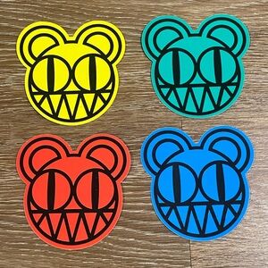 Authentic RADIOHEAD W.A.S.T.E. Vintage KID A Era Mutagenic Bears Sticker Set (4)